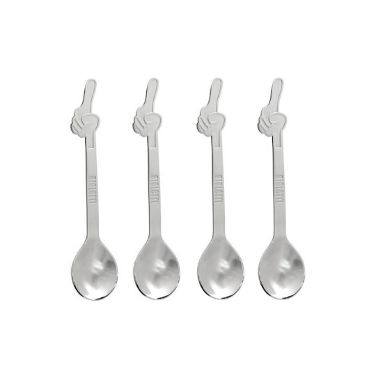 Bialetti Perfetto Σετ Κουτάλια Καφέ/Τσαγιού Ασημί 4τμχ