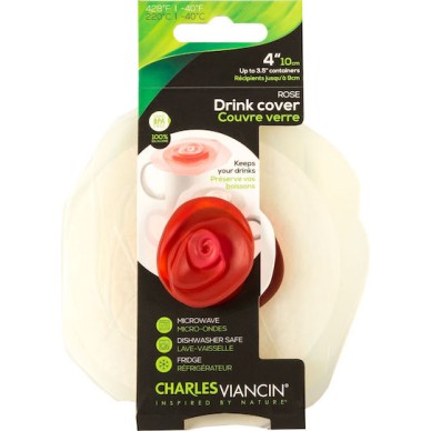Charles Viancin Rose 11,5 Cm 2 Silikon-getränkedeckel Weiß Rot