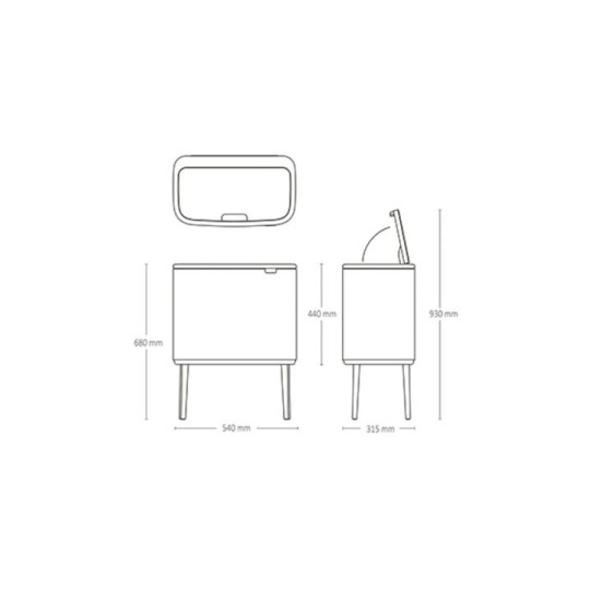 Brabantia Bo Κάδος Απορριμμάτων από Ανοξείδωτο Ατσάλι Matt Black 36lt