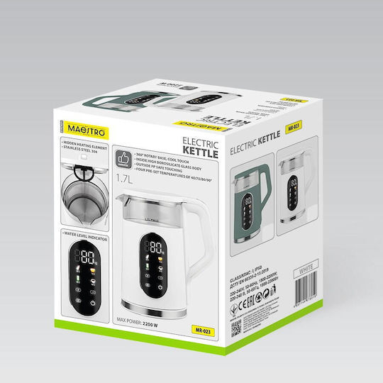 Maestro Βραστήρας 1.7lt 2220W Λευκός