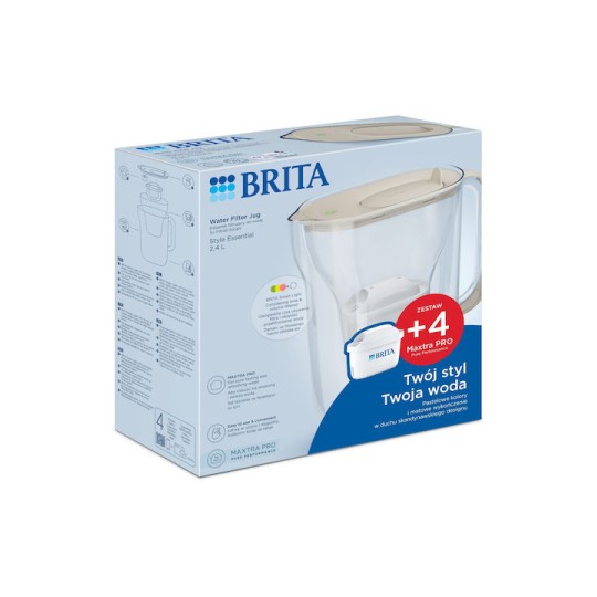 Brita Style Essential Κανάτα Σερβιρίσματος Πλαστική με Φίλτρο 2400ml 4τμχ
