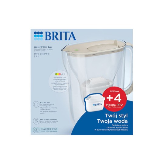 Brita Style Essential Κανάτα Σερβιρίσματος Πλαστική με Φίλτρο 2400ml 4τμχ