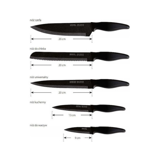 Smile Σετ Μαχαίρια με Βάση από Ανοξείδωτο Ατσάλι Black 6τμχ