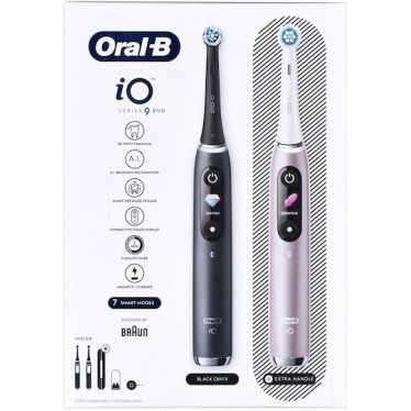 Oral-B iO Series 9 Ηλεκτρική Οδοντόβουρτσα με Αισθητήρα Πίεσης και Θήκη Ταξιδίου Black Onyx / Rose Quartz
