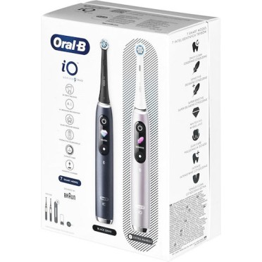 Oral-B iO Series 9 Ηλεκτρική Οδοντόβουρτσα με Αισθητήρα Πίεσης και Θήκη Ταξιδίου Black Onyx / Rose Quartz