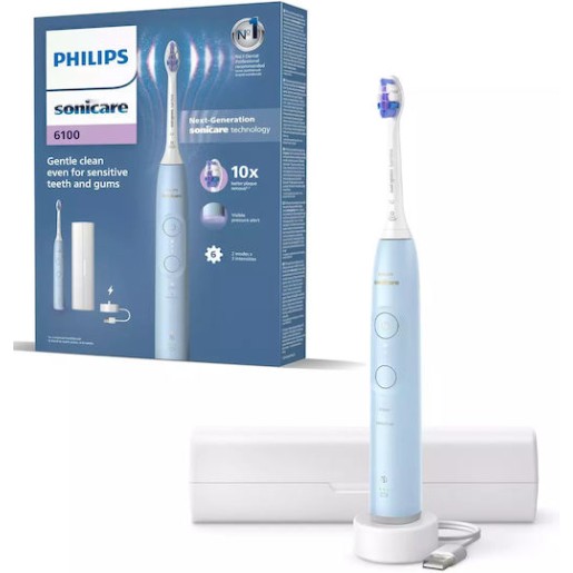 Philips Ηλεκτρική Οδοντόβουρτσα με Αισθητήρα Πίεσης και Θήκη Ταξιδίου HX7406/02 Γαλάζια
