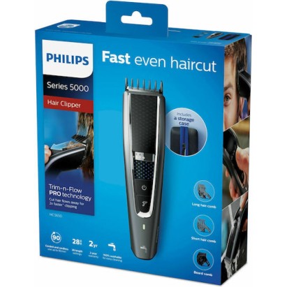 Philips Series 5000 Επαναφορτιζόμενη Κουρευτική Μηχανή Silver/Black HC5650/15