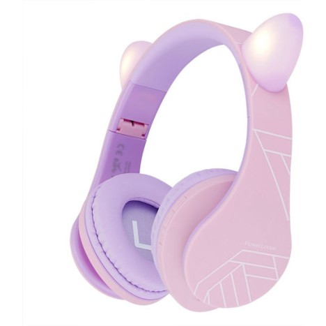 PowerLocus P2 Ασύρματα / Ενσύρματα Over Ear Ακουστικά με Ραδιόφωνο με 20 ώρες Λειτουργίας White-Purple