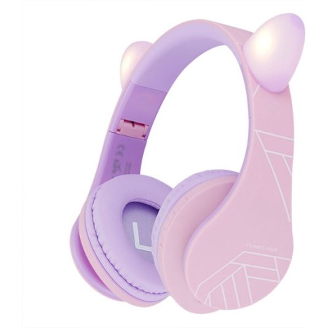 PowerLocus P2 Ασύρματα / Ενσύρματα Over Ear Ακουστικά με Ραδιόφωνο με 20 ώρες Λειτουργίας White-Purple