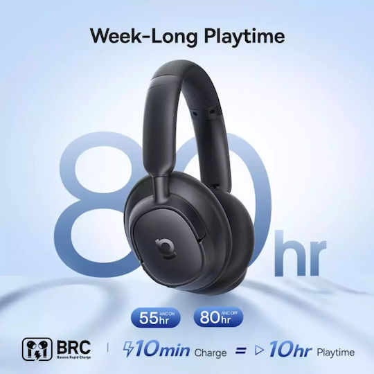 Baseus Bass BH1 NC Ασύρματα Bluetooth Over Ear Ακουστικά με 80 ώρες Λειτουργίας και Quick Charge Cosmic Black