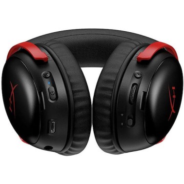HyperX Cloud III S Ασύρματο Over Ear Gaming Headset με σύνδεση Bluetooth / USB Black/Red for Nintendo Switch / PC / PS5 / PS4