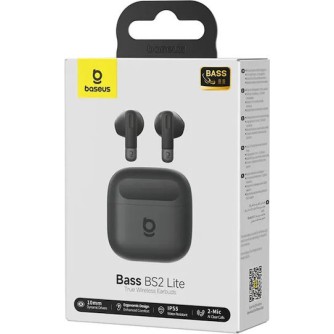 Baseus Bass BS2 Lite In-ear Bluetooth Handsfree Ακουστικά με Αντοχή στον Ιδρώτα και Θήκη Φόρτισης Cosmic Black
