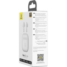 Baseus Bass BS2 Lite In-ear Bluetooth Handsfree Ακουστικά με Αντοχή στον Ιδρώτα και Θήκη Φόρτισης Λευκά