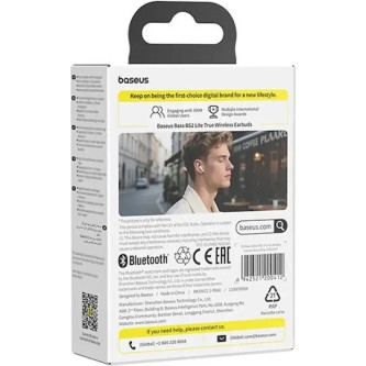 Baseus Bass BS2 Lite In-ear Bluetooth Handsfree Ακουστικά με Αντοχή στον Ιδρώτα και Θήκη Φόρτισης Λευκά