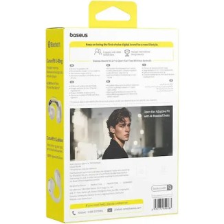 Baseus Bowie MC1 Pro Open Ear Bluetooth Handsfree Ακουστικά με Αντοχή στον Ιδρώτα και Θήκη Φόρτισης Λευκά