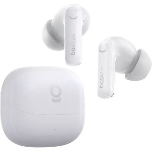 Baseus Bass BP1 Pro In-ear Bluetooth Handsfree Ακουστικά με Αντοχή στον Ιδρώτα και Θήκη Φόρτισης Λευκά