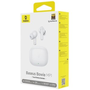 Baseus Bowie MP1 In-ear Bluetooth Handsfree Ακουστικά με Αντοχή στον Ιδρώτα και Θήκη Φόρτισης Moon White
