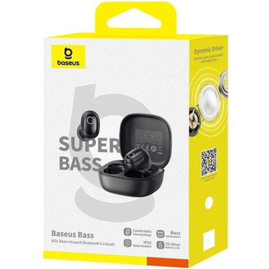 Baseus Bass BD1 In-ear Bluetooth Handsfree Ακουστικά με Αντοχή στον Ιδρώτα και Θήκη Φόρτισης Cosmic Black