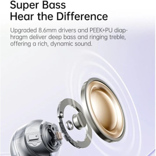 Baseus Bass BD1 In-ear Bluetooth Handsfree Ακουστικά με Αντοχή στον Ιδρώτα και Θήκη Φόρτισης Cosmic Black