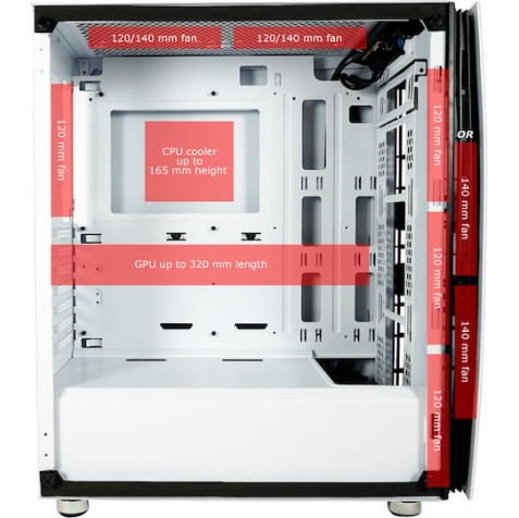 LC-Power Bright Sail X Gaming Midi Tower Κουτί Υπολογιστή με Πλαϊνό Παράθυρο Λευκό
