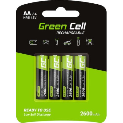 Green Cell Επαναφορτιζόμενες Μπαταρίες AA Ni-MH 2600mAh 1.2V 4τμχ