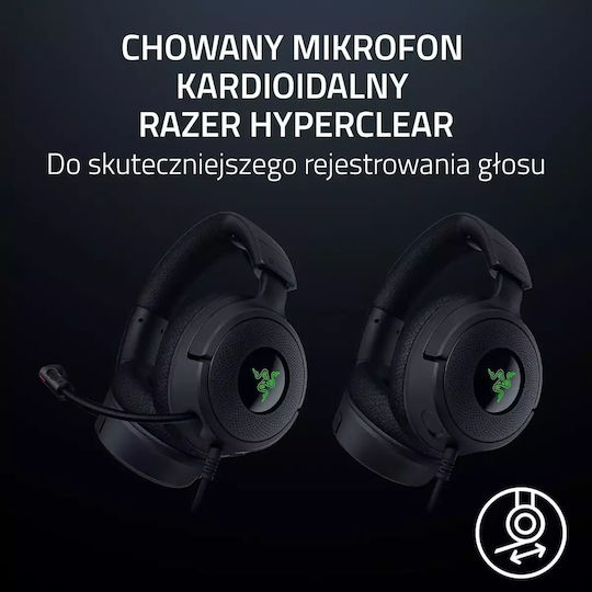 Razer Kraken V4 X Over Ear Gaming Headset με σύνδεση USB Minecraft Edition for Nintendo Switch / PC / PS4 / PS5