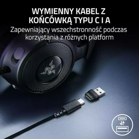Razer Kraken V4 X Over Ear Gaming Headset με σύνδεση USB Minecraft Edition for Nintendo Switch / PC / PS4 / PS5