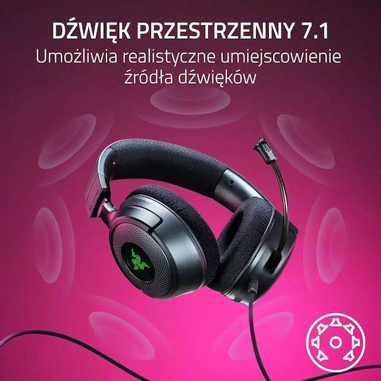 Razer Kraken V4 X Over Ear Gaming Headset με σύνδεση USB Minecraft Edition for Nintendo Switch / PC / PS4 / PS5