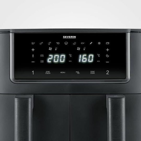 Severin Air Fryer με Διπλό Αποσπώμενο Κάδο 8lt Μαύρο FR2463