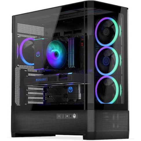 Endorfy Aquarius 8000 Corona Gaming Midi Tower Κουτί Υπολογιστή με Πλαϊνό Παράθυρο και ARGB Φωτισμό Μαύρο