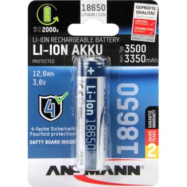 Ansmann Επαναφορτιζόμενη Μπαταρία 18650 Li-ion 3500mAh 3.6V 1τμχ