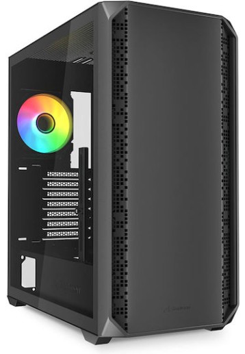 Sharkoon AK2 RGB Gaming Midi Tower Κουτί Υπολογιστή με Πλαϊνό Παράθυρο Μαύρο