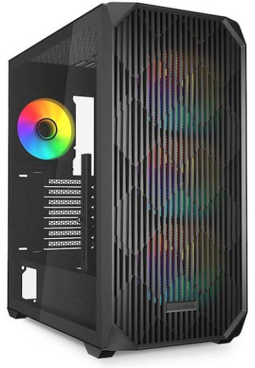 Sharkoon AK3 RGB Gaming Midi Tower Κουτί Υπολογιστή με Πλαϊνό Παράθυρο Μαύρο