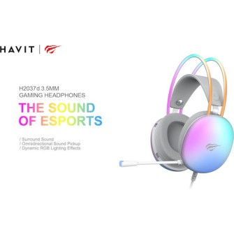 Havit H2037d Over Ear Gaming Headset με σύνδεση 2x3.5mm / USB Λευκό