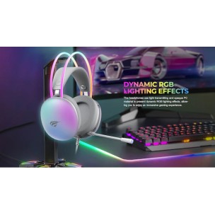 Havit H2037d Over Ear Gaming Headset με σύνδεση 2x3.5mm / USB Λευκό