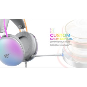 Havit H2037d Over Ear Gaming Headset με σύνδεση 2x3.5mm / USB Λευκό