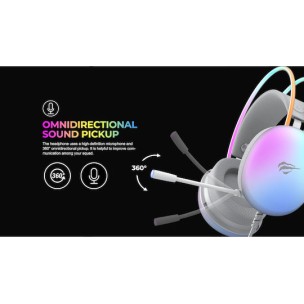Havit H2037d Over Ear Gaming Headset με σύνδεση 2x3.5mm / USB Λευκό