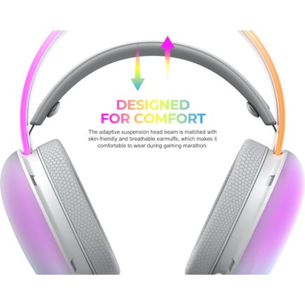 Havit H2037d Over Ear Gaming Headset με σύνδεση 2x3.5mm / USB Λευκό
