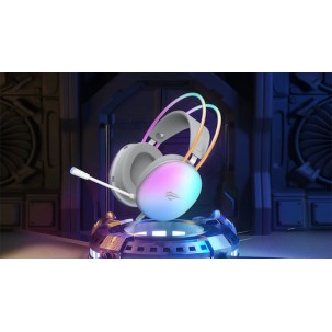 Havit H2037d Over Ear Gaming Headset με σύνδεση 2x3.5mm / USB Λευκό
