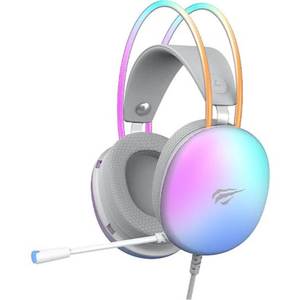 Havit H2037d Over Ear Gaming Headset με σύνδεση 2x3.5mm / USB Λευκό