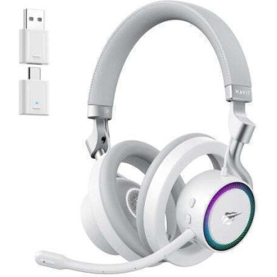 Havit Fuxi-H8 Ασύρματο On Ear Gaming Headset με σύνδεση 3.5mm / USB Λευκό for Nintendo Switch / PC / PS4 / PS5