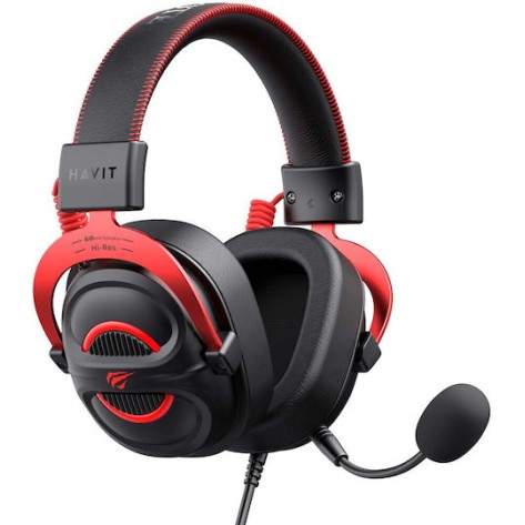 Havit H2002e Over Ear Gaming Headset με σύνδεση 3.5mm Κόκκινο