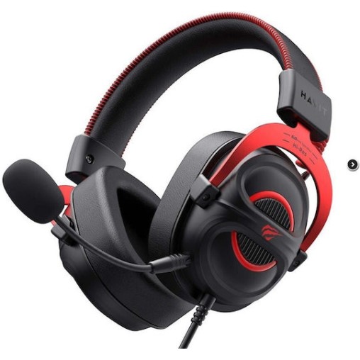 Havit H2002e Over Ear Gaming Headset με σύνδεση 3.5mm Κόκκινο