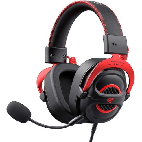 Havit H2002e Over Ear Gaming Headset με σύνδεση 3.5mm Κόκκινο
