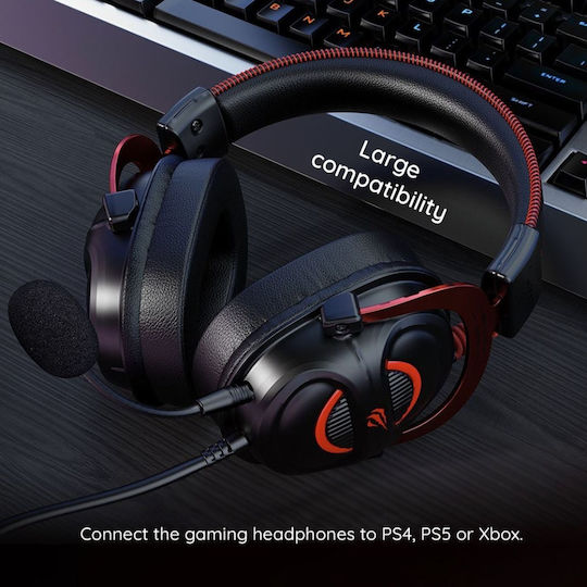 Havit H2002e Over Ear Gaming Headset με σύνδεση 3.5mm Κόκκινο