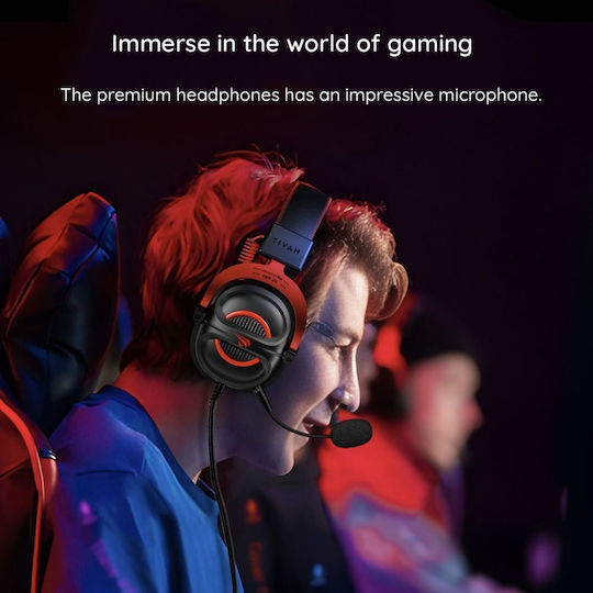 Havit H2002e Over Ear Gaming Headset με σύνδεση 3.5mm Κόκκινο