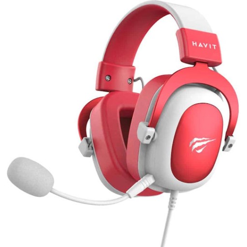 Havit H2002D Over Ear Gaming Headset με σύνδεση 3.5mm Red/White