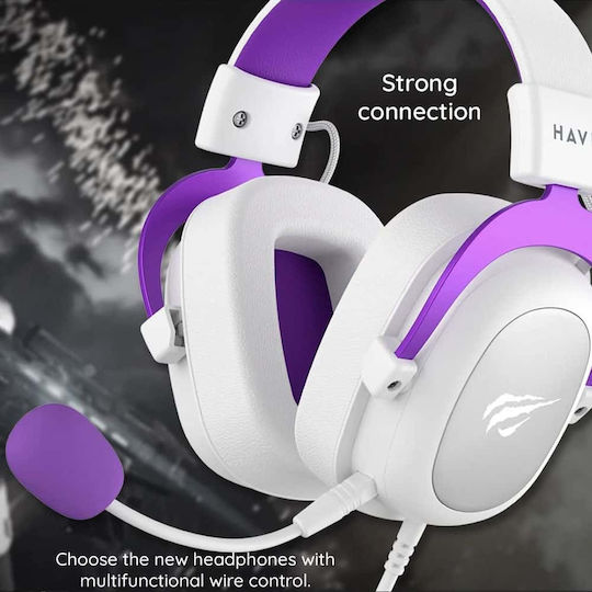 Havit H2002D Over Ear Gaming Headset με σύνδεση 3.5mm Red/White