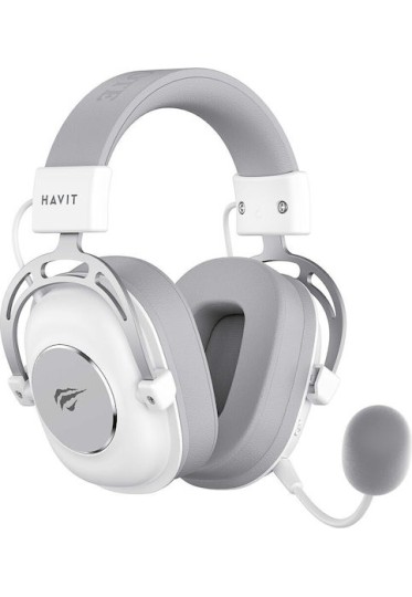 Havit H2002YG Over Ear Gaming Headset με σύνδεση 3.5mm / Bluetooth White/Grey