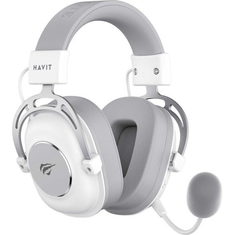 Havit H2002YG Over Ear Gaming Headset με σύνδεση 3.5mm / Bluetooth White/Grey
